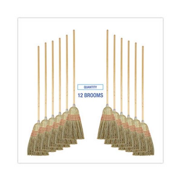 Boardwalk® Parlor Broom, Yucca/corn Fiber Bristles, 56" Overall Length, Natural, 12/carton