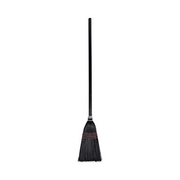 Boardwalk® Flag Tipped Poly Lobby Brooms, Flag Tipped Poly Bristles, 38" Overall Length, Natural/black, 12/carton