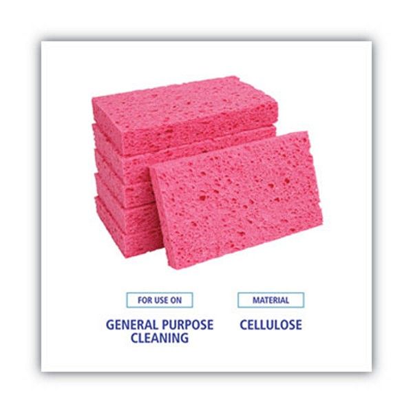 Boardwalk® Small Cellulose Sponge, 3.6 X 6.5, 0.9" Thick, Pink, 2/pack, 24 Packs/carton