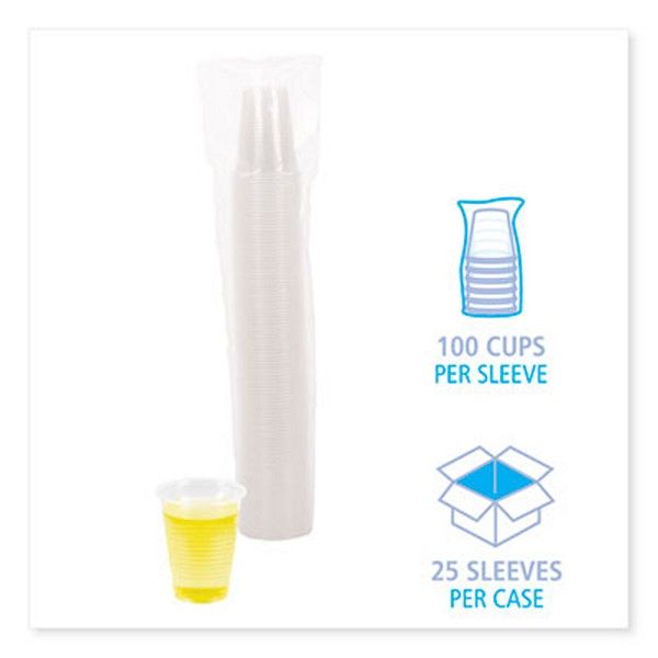 Boardwalk® Translucent Plastic Cold Cups, 7 oz, Polypropylene, 100 Cups/Sleeve, 25 Sleeves/Carton