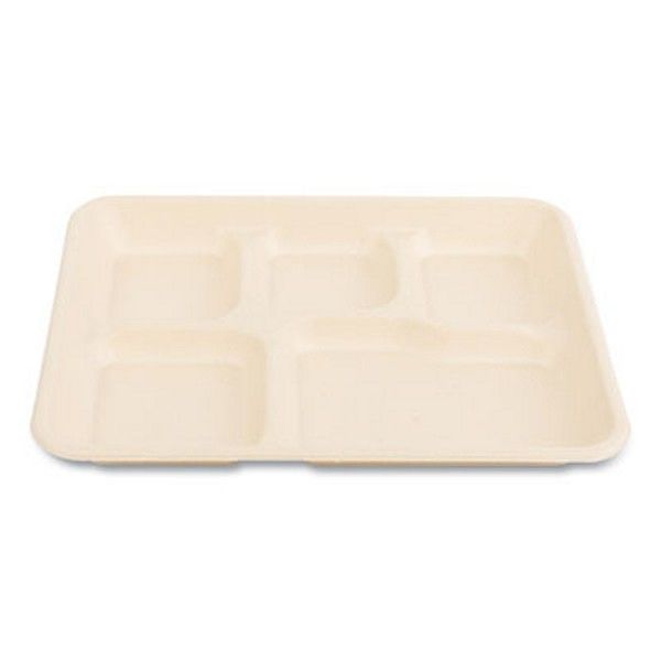 Boardwalk® Boardwalk Bagasse PFAS-Free Food Tray, 5-Compartment, 8.26 x 0.98 x 10.9, Tan, Bamboo/Sugarcane, 500/Carton