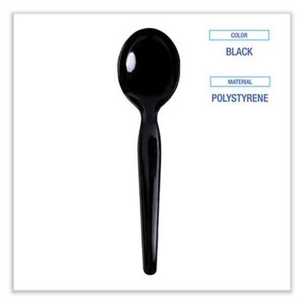 Boardwalk® Heavyweight Polystyrene Cutlery, Soup Spoon, Black, 1000/carton