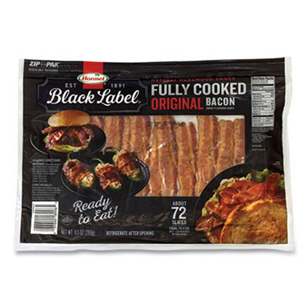 HormelBL Fully Cooked Bacon, Original, 9.5 Package, Approximately 72 Slices/pack