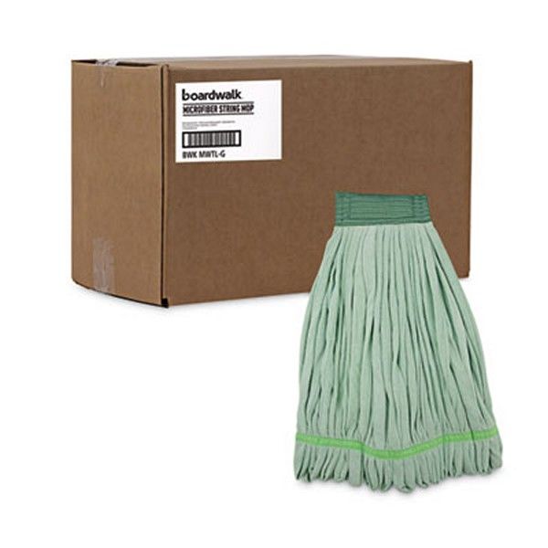 Boardwalk® Microfiber Looped-End Wet Mop Head, Large, Green, 12/carton