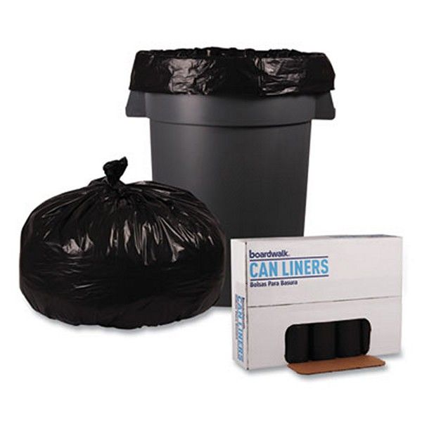 Boardwalk® Low Density Repro Can Liners, 60 Gal, 2 Mil, 38" X 58", Black, 10 Bags/roll, 10 Rolls/carton