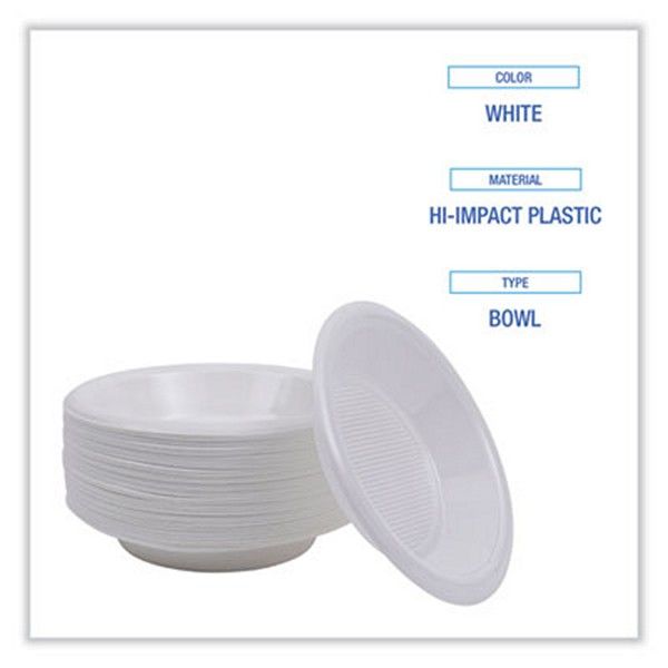 Boardwalk® Hi-Impact Plastic Dinnerware, Bowl, 5 To 6 Oz, White, 1,000/carton