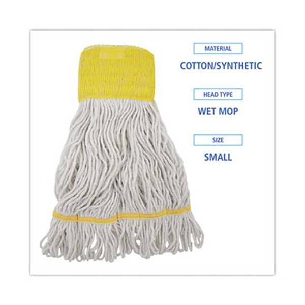 Boardwalk® Super Loop Wet Mop Head, Cotton/synthetic Fiber, 5" Headband, Small Size, White, 12/carton