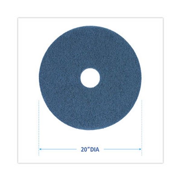 Boardwalk® Scrubbing Floor Pads, 20" Diameter, Blue, 5/carton