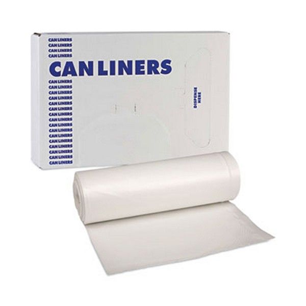 Boardwalk® Low-Density Waste Can Liners, 33 Gal, 0.6 Mil, 33 X 39, White, 6 Rolls Of 25 Bags