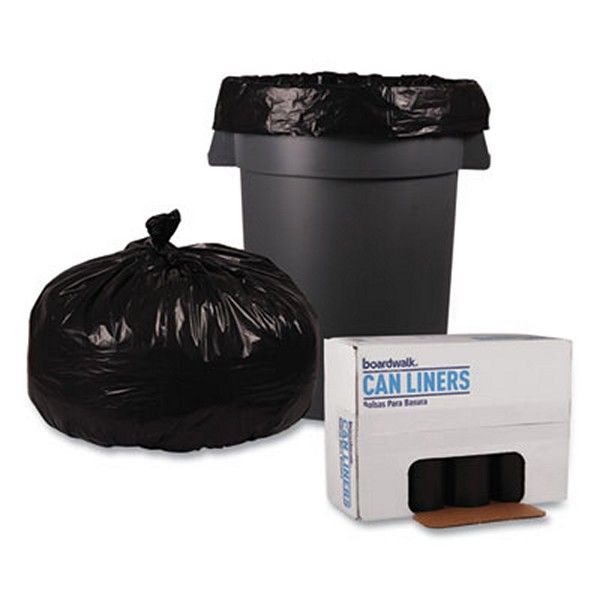 Boardwalk® Low Density Repro Can Liners, 60 Gal, 1.2 Mil, 38" X 58", Black, 10 Bags/roll, 10 Rolls/carton