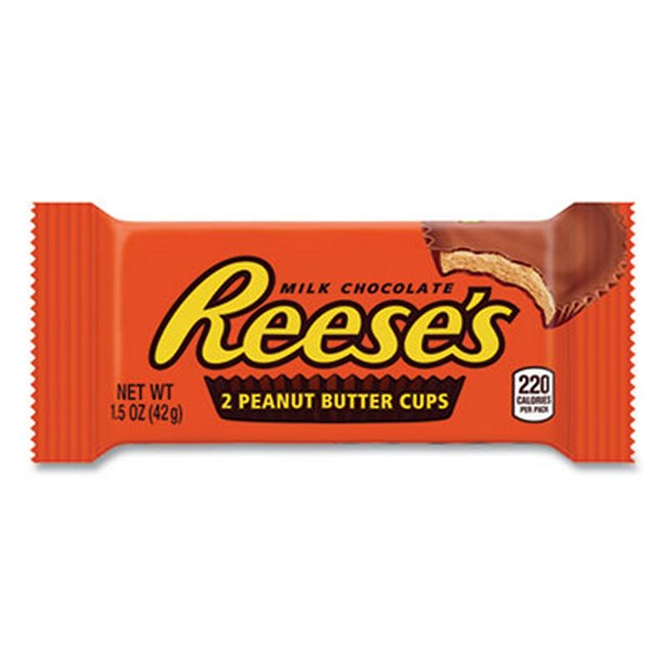 Peanut Butter Cups Bar, Full Size, 1.5 oz Bar, 2 Cups/Bar, 36 Bars/Box