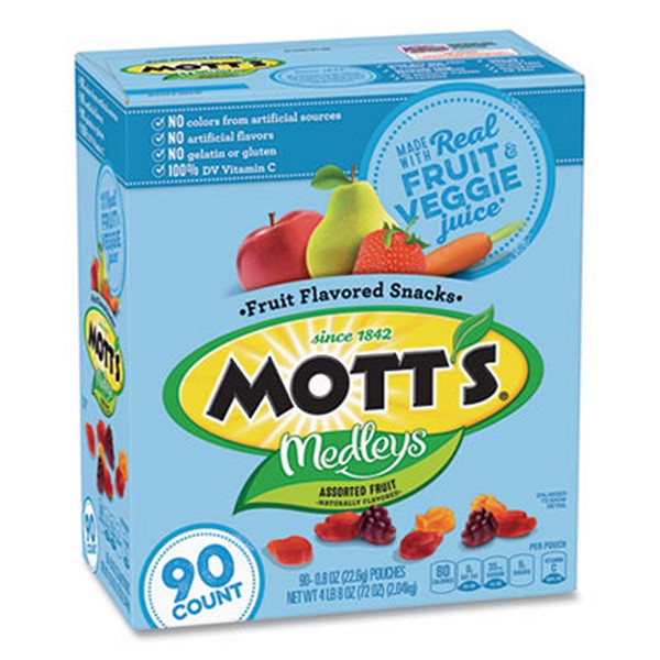 Medleys Fruit Snacks, 0.8 oz Pouch, 90 Pouches/Box