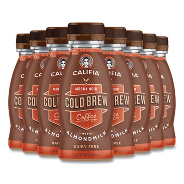 Cold Brew Coffee with Almond Milk, 10.5 oz Bottle, Mocha Noir, 8/Pack