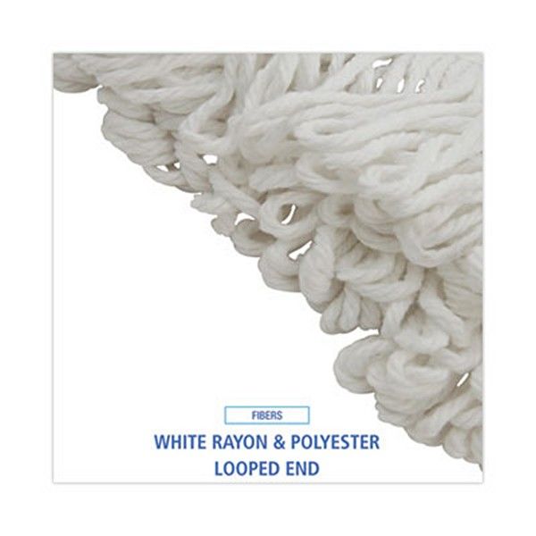 Boardwalk® Mop Head, Lie-Flat Head, Rayon Fiber, 24oz, White, 12/carton