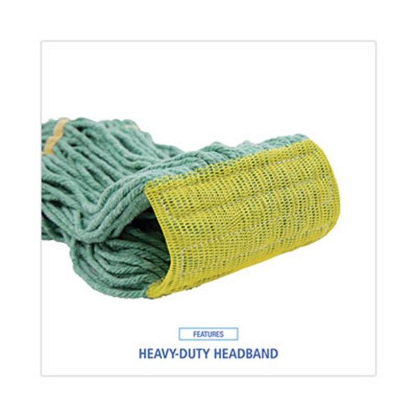 Boardwalk® Super Loop Wet Mop Head, Cotton/synthetic Fiber, 5" Headband, Small Size, Green, 12/carton