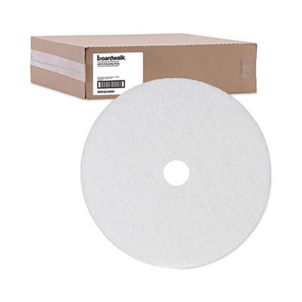 Boardwalk® Polishing Floor Pads, 24" Diameter, White, 5/carton