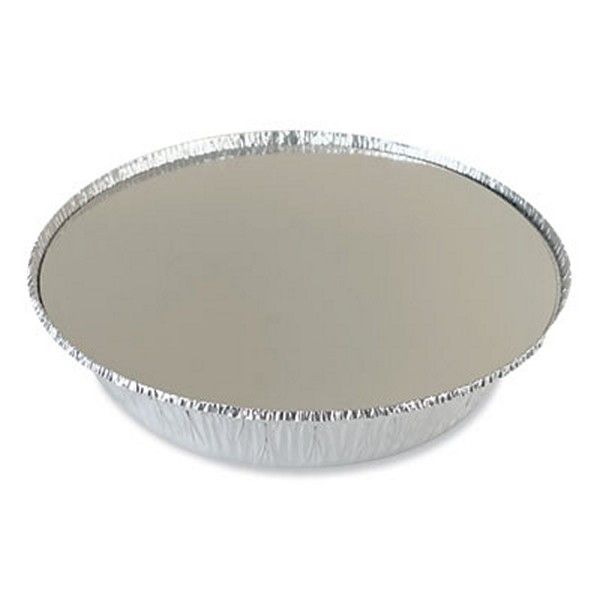 Boardwalk® Boardwalk Round Aluminum To-Go Containers With Lid, 48 Oz, 9" Diameter X 1.66"h, Silver, 200/carton