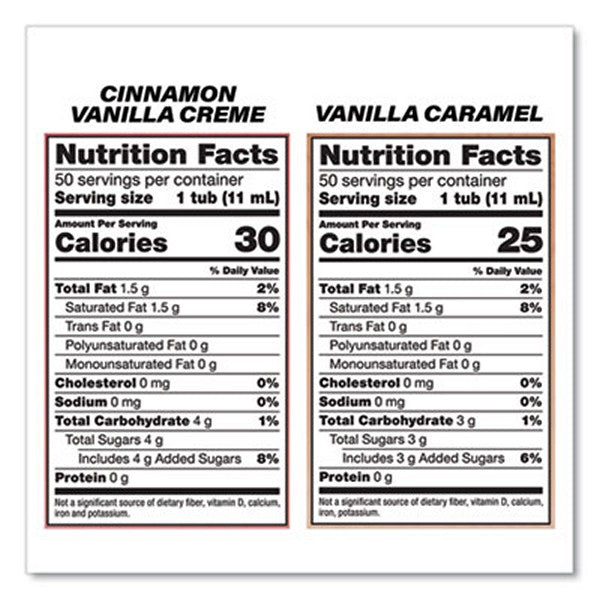 Liquid Coffee Creamer, Cinnamon/Peppermint/PumCasein/Vanilla, 0.38 oz Mini Cups, 50/Pack,4 Packs/Carton