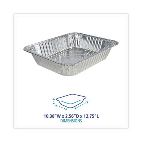 Boardwalk® Aluminum Steam Table Pans, Half-Size Deep-128 oz., 2.56" Deep, 10.38 x 12.75, 100/Carton