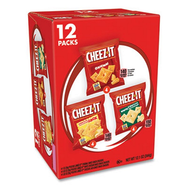 Cheez-It Baked Snack Crackers Variety Pack, Assorted Flavors, (8) 0.75 Oz/ (37) 1.5 Bags