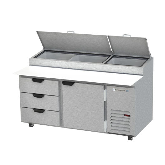 Beverage Air, DPD67HC-3, Refrigerated Counter, Pizza Prep Table