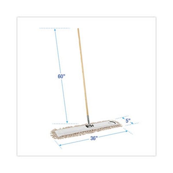 Boardwalk® Cotton Dry Mopping Kit, 36 X 5 Natural Cotton Head, 60" Natural Wood Handle