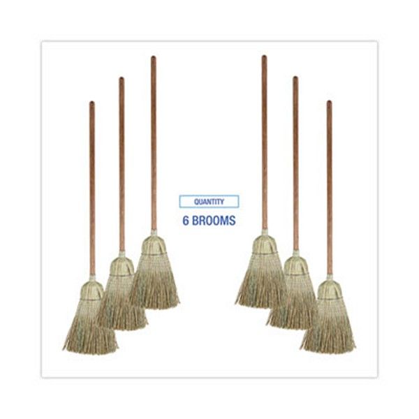 Boardwalk® Corn/fiber Brooms, Corn/synthetic Fiber Bristles, 60" Overall Length, Gray/natural, 6/carton