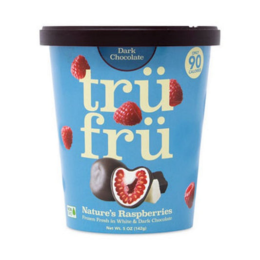 Tru Fru Nature's Hyper-Chilled Raspberries in White and Dark Chocolate, 5 Cup, 8/Carton