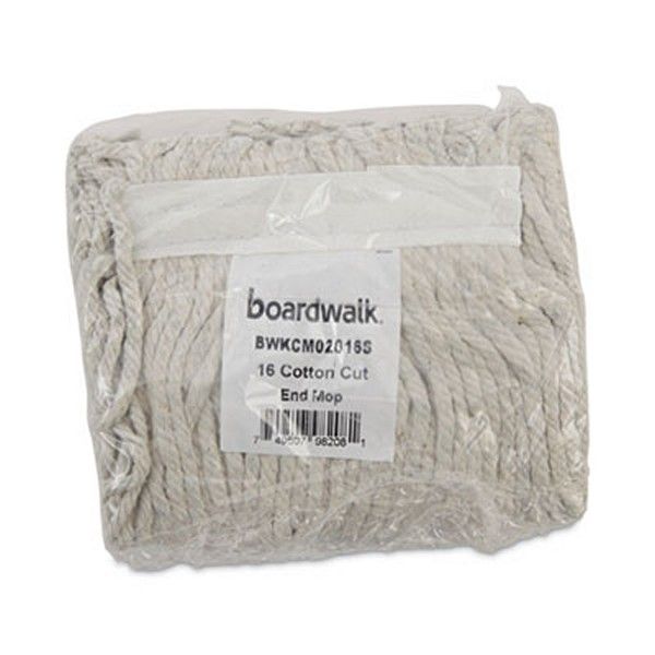 Boardwalk® Mop Head, Cotton, Cut-End, White, 4-Ply, #16 Band, 12/carton