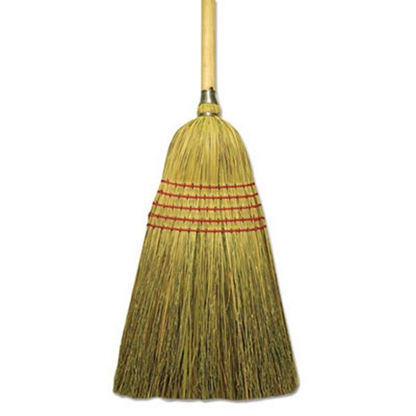 Boardwalk® Corn/fiber Brooms, Corn/yucca Bristles, 53.5" Overall Length, Natural, 6/carton