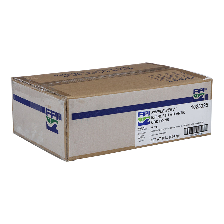 Simple Serv Individual Quick Frozen North Atlantic Cod Loins Msc 10 Pound Each - 1 Per Case