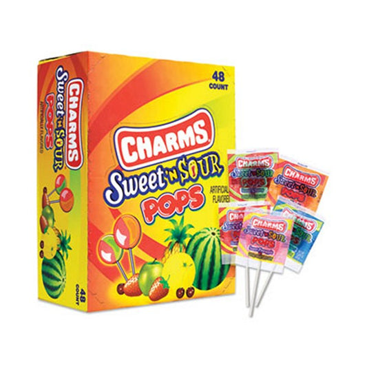 Charms Sweet and Sour Pop, 1.95 lb, Assorted Flavors, 48/Box