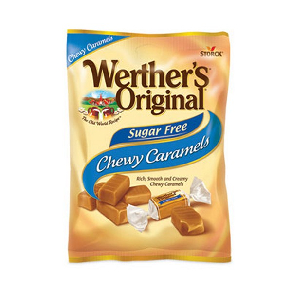 Werther's Sugar Free Chewy Caramel Candy, 1.46 Bag, 12/Pack