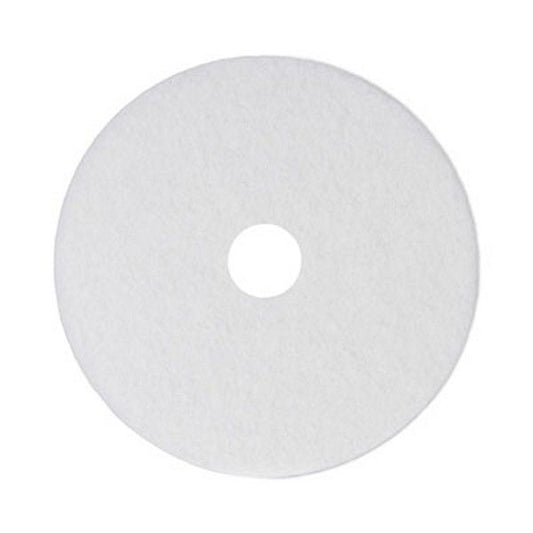 Boardwalk® Polishing Floor Pads, 14" Diameter, White, 5/carton