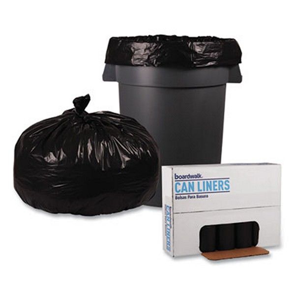 Boardwalk® Low Density Repro Can Liners, 56 Gal, 1.2 Mil, 43" X 47", Black, 10 Bags/roll, 10 Rolls/carton