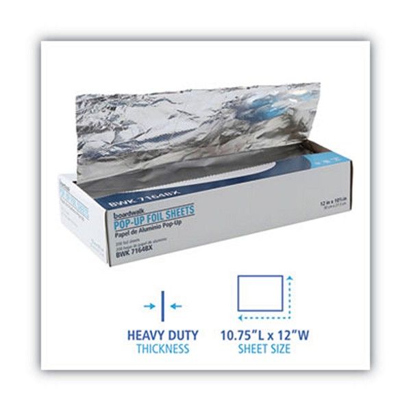 Boardwalk® Heavy-Duty Aluminum Foil Pop-Up Sheets, 12 X 10.75, 200/box, 12 Boxes/carton