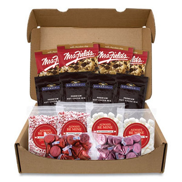 Always Be Mine Valentine's Day Box, Cocoa/Marshmallows/Candy/Cookies, 5 lb Box, 14 Packets/Box