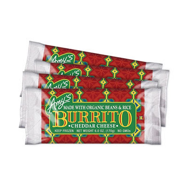 Amy's Cheddar Cheese, Bean and Rice Burrito, 6 Pouch, 4/Pack