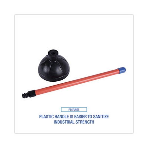 Boardwalk® Toilet Plunger, 18" Plastic Handle, 5.63" Dia, Red/black, 6/carton