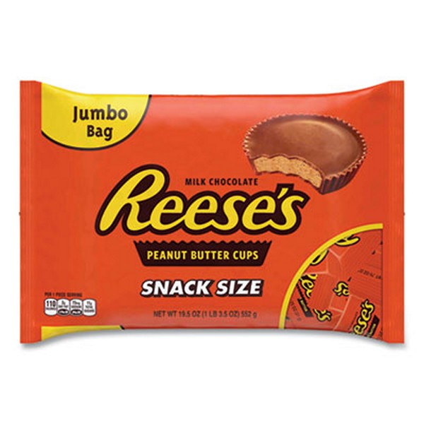 Reese's Snack Size Peanut Butter Cups, Jumbo Bag, 19.5 Bag