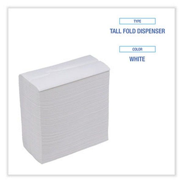 Boardwalk® Tallfold Dispenser Napkin, 12" X 7", White, 500/pack, 20 Packs/carton