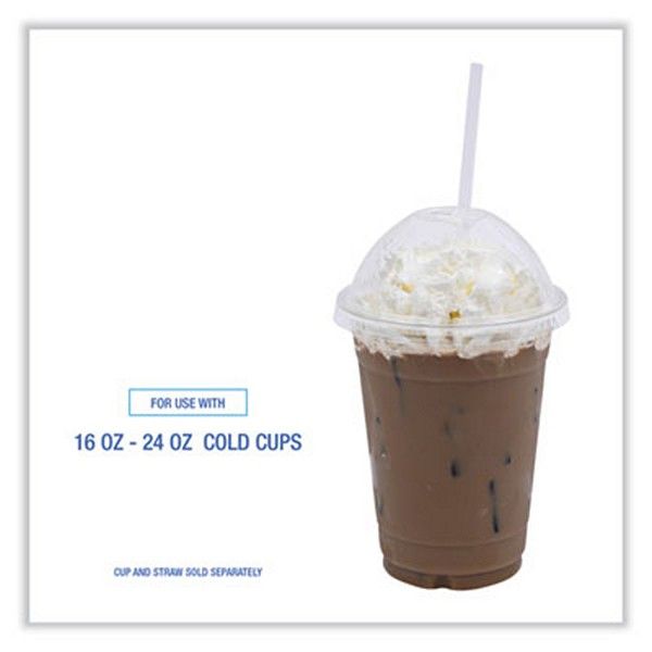 Boardwalk® Pet Cold Cup Dome Lids, Fits 16 Oz To 24 Oz Plastic Cups, Clear, 1,000/carton