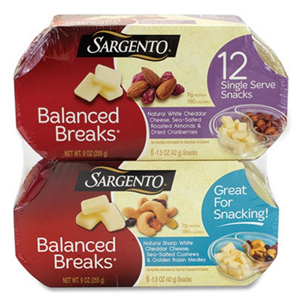 Sargento Balanced Breaks, Two Assorted Flavor Packs, 1.5 Pack, 12 Packs/box