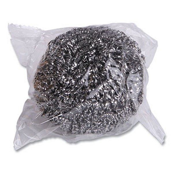 Boardwalk® Stainless Steel Scrubber, Large Size, 2.5 X 2.75, Steel Gray, 12/carton