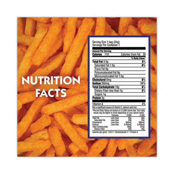 Hot Fries, Spicy Hot, 0.85 oz Bag, 72/Carton