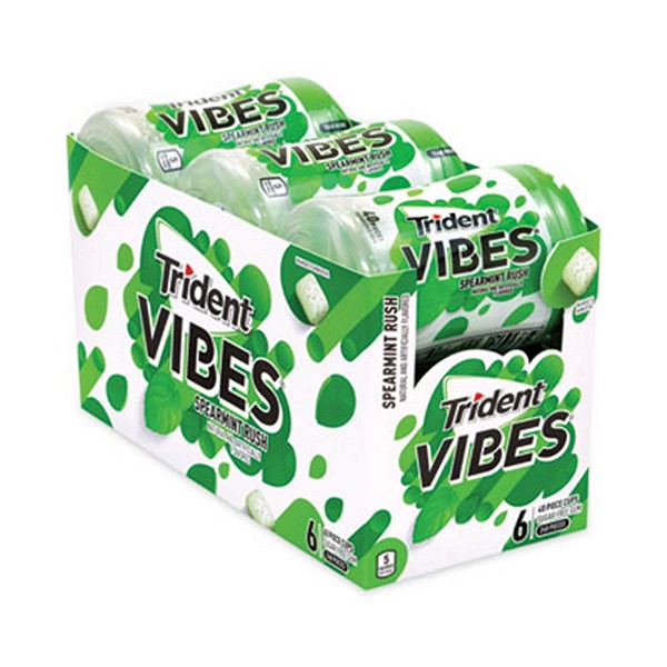 Vibes Spearmint Rush Sugar-Free Gum, 40 Pieces/Cup, 6 Cups/Carton