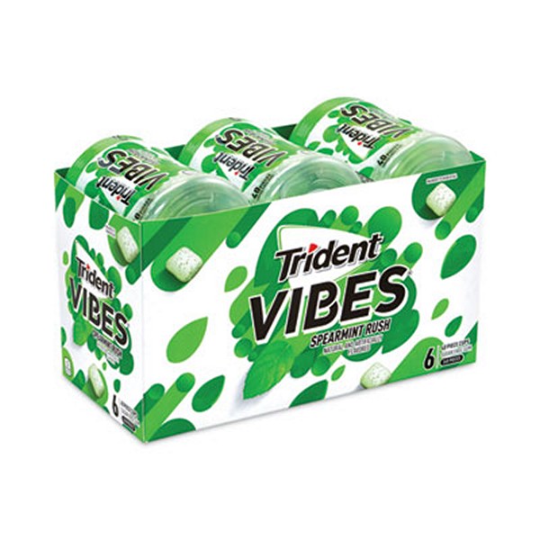 Vibes Spearmint Rush Sugar-Free Gum, 40 Pieces/Cup, 6 Cups/Carton