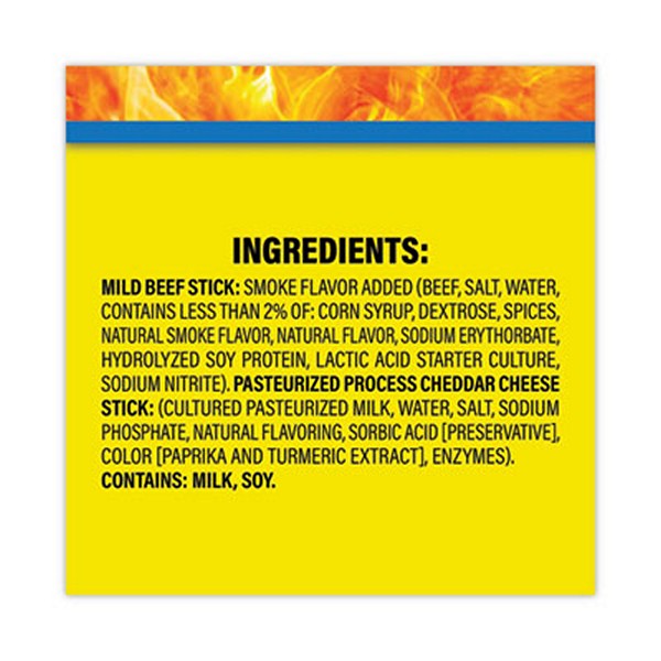 Beef and Cheese Meat Sticks, 1.5 oz, 18/Carton