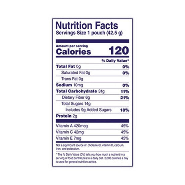 Reduced Sugar Mixed Fruit Snacks, 1.5 oz Pouches, 144/Carton