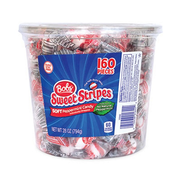 Bobs Sweet Stripes Soft Candy, Peppermint, 28 oz Tub